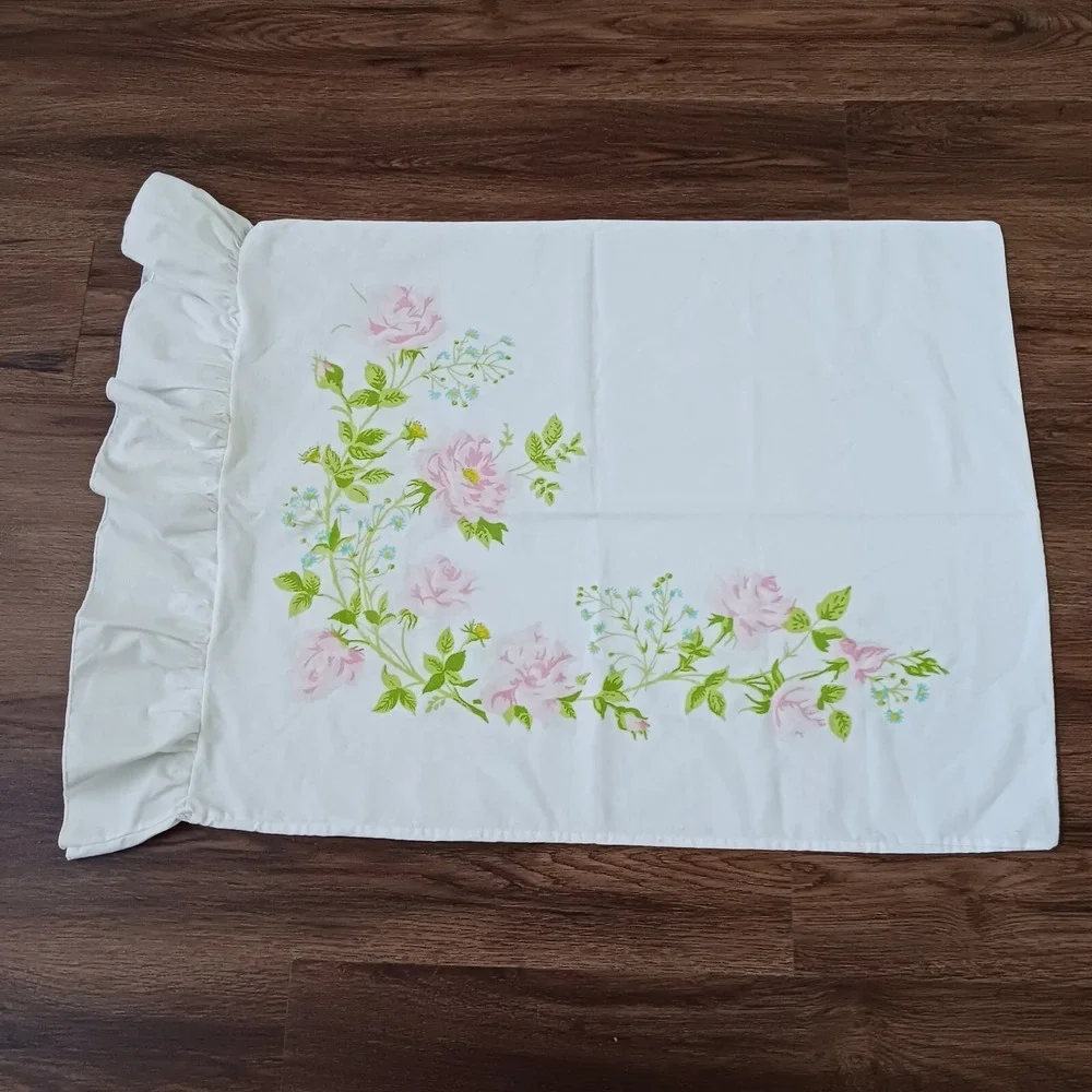 Vintage Pink Roses Martex Standard size PILLOWCASE 4